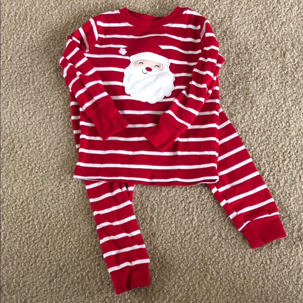 Carter's Holiday Christmas Santa Red and White Striped Pajama Set